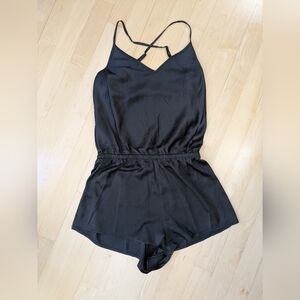 White House Black Market Black Satin Jumpsuit